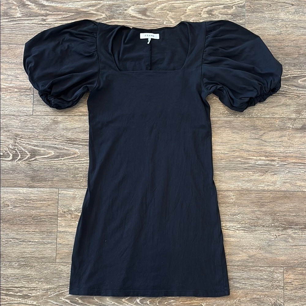 FRAME Women's XS Nina Gathered Organic Cotton-Blend Jersey Mini Dress Stretchy